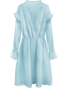 Světle modré bavlněné dámské šaty s výšivkou model 7274562 - MADE IN ITALY