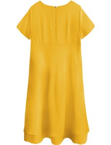 INPRESS Žluté trapézové šaty (436ART)