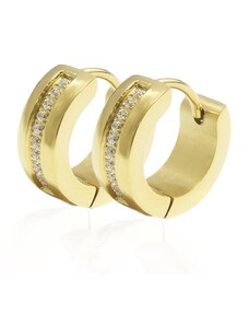 BM Jewellery Náušnice kroužky se zirkony Gold S1019130