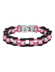 BM Jewellery Dámský náramek motocyklový řetěz pink/black S1004210