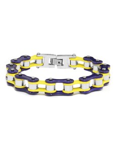 BM Jewellery Dámský náramek motocyklový řetěz blue/yellow S1005210