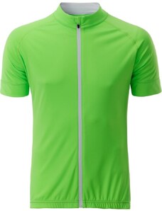 James & Nicholson Pánské cyklistické triko s krátkým rukávem James & Nicholson (JN516) Zářivá zelená / Bílá S