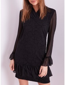 Fashionhunters Černé šaty s jemným květinovým vzorem