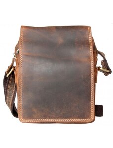 Malá pánská taška z pevné kůže s popruhem přes rameno bez značek a nápisů FLW