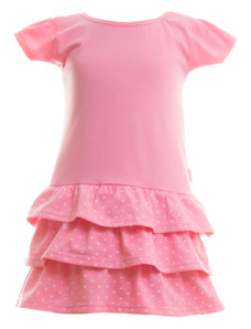 Dívčí šaty s kanýrky SRDÍČKA MKcool S10005 růžové 86