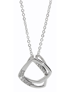 SkloBižuterie-J Stříbrný náhrdelník Dva Čtverce Swarovsi crystal