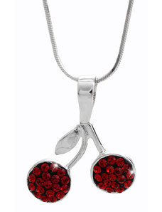 SkloBižuterie-J Stříbrný náhrdelník Červené Třešně Swarovski crystal