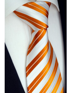 Zlatooranžová bílá kravata Beytnur 128-4