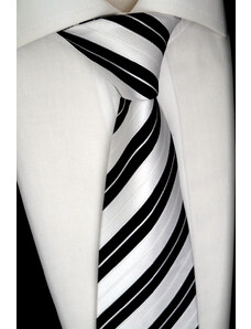 Beytnur bílo černá pruhovaná kravata 128-7