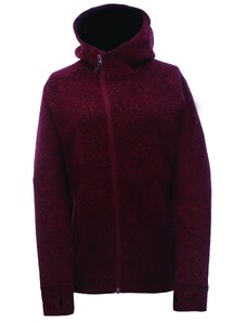 2117 MOSSEN - dámská celorozepínací flatfleece mikina s kapucí - Wine red