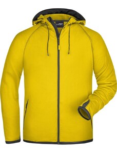 James & Nicholson Pánská fleecová bunda s kapucí James & Nicholson (JN571) Žlutá / Karbonová S