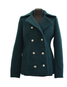 Sladíme Vás Vlněný zimní dámský kabát s dvouřadovým zapínáním Exclusive, Smaragdová