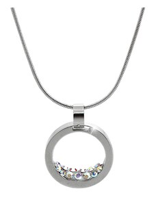 SkloBižuterie-J Ocelový náhrdelník kruh s kameny Swarovski Aurore Boreale