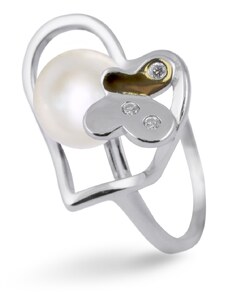 Tiniana Stříbrný prsten s pravou říční perlou TAJ-0100