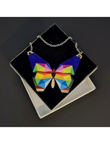 AMADEA Dřevěný přívěsek na krk barevný motýl, 7,5x5,5 cm