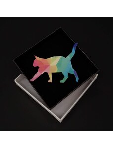 AMADEA Dřevěná brož barevná kočka, 6,5x4,5 cm