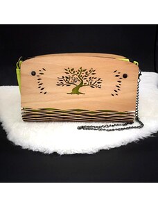 AMADEA Dřevěná kabelka zelená - strom 25 cm