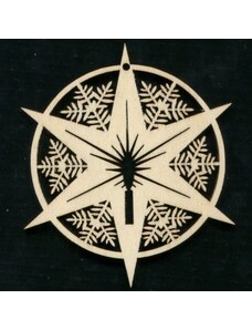 AMADEA Dřevěná ozdoba hvězda v kruhu 9 cm