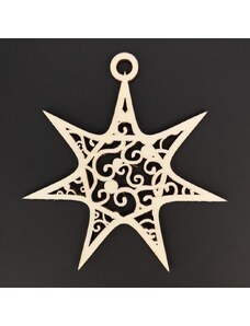 AMADEA Dřevěná ozdoba hvězda s ornamentem 8 cm