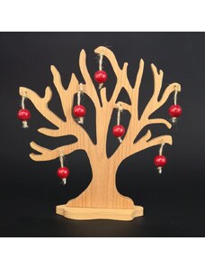 AMADEA Dřevěný 3D strom s červenými jablky, masivní dřevo, výška 20 cm