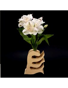 AMADEA Dřevěná váza ve tvaru hřebenu, masivní dřevo, výška 12 cm