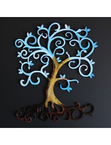 AMADEA Dřevěný strom modrý, barevná závěsná dekorace, výška 20 cm