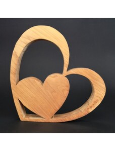 AMADEA Dřevěná dekorace srdce v srdci, masivní dřevo, velikost 10 cm