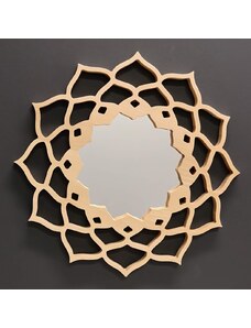 AMADEA Dřevěné zrcadlo ve tvaru mandaly, masivní dřevo, průměr 40 cm