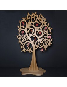 AMADEA Maxi dekorace - strom z masivu s červenými ptáčky 158 cm