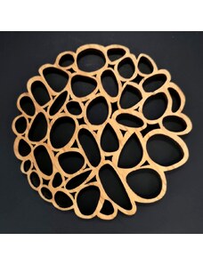 AMADEA Dřevěný podtácek kulatý ve tvaru oblázků, masivní dřevo, průměr 9 cm