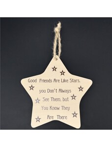 AMADEA Dřevěná dekorace hvězda Good Friends Are Like Stars ..16cm