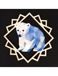 AMADEA Dřevěná ozdoba barevná lední medvěd 9 cm