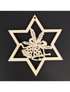 AMADEA Dřevěná ozdoba hvězda se zvonky 6 cm