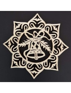 AMADEA Dřevěná ozdoba hvězda se zvonkem 6 cm