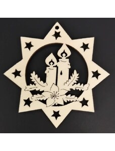 AMADEA Dřevěná ozdoba hvězda se svíčkami 6 cm
