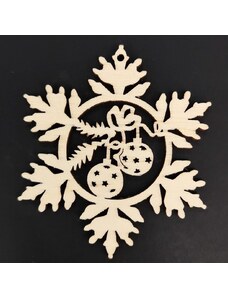 AMADEA Dřevěná ozdoba vločka s koulemi 6 cm