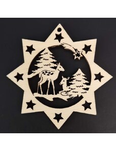 AMADEA Dřevěná ozdoba hvězda se srnkami 6 cm