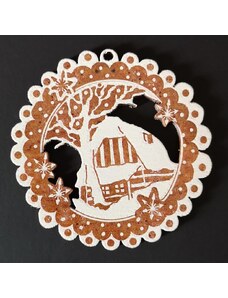 AMADEA Dřevená ozdoba perníček světlý - chaloupka 6 cm