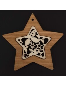 AMADEA Dřevěná ozdoba z masivu s vkladem - hvězda s ornamentem 8 cm