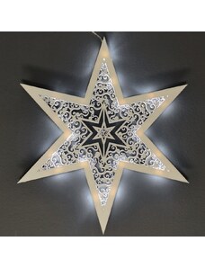 AMADEA Dřevěná svítící dekorace hvězda s LED osvětlením, 35 cm