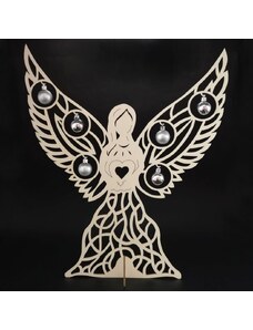 AMADEA Dřevěný 3D anděl s kuličkami, 48x40 cm