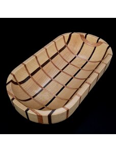 AMADEA Dřevěná miska mozaika ovál, masivní dřevo, 3 druhy dřevin, 22x12x4,5 cm