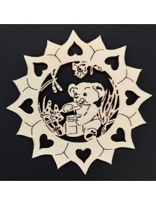 AMADEA Dřevěný obrázek k vymalování slunečnice s medvídkem 10 cm