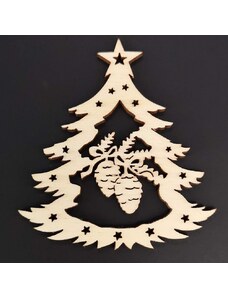 AMADEA Dřevěná ozdoba stromek se šiškami 9 cm