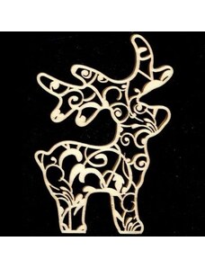 AMADEA Dřevěná ozdoba jelen s ornamentem 9 cm