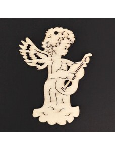 AMADEA Dřevěná ozdoba anděl s kytarou 8 cm