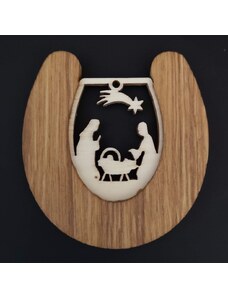 AMADEA Dřevěná ozdoba z masivu s vkladem - podkova s betlémem 8 cm