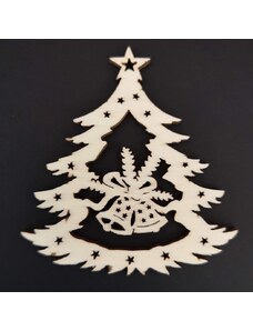 AMADEA Dřevěná ozdoba stromek se zvonky 6 cm