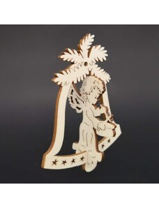 AMADEA Dřevěný 3D zvonek - anděl s bubínkem 9 cm