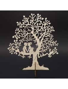 AMADEA Dřevěný 3D strom s dětmi, přírodní, výška 22 cm